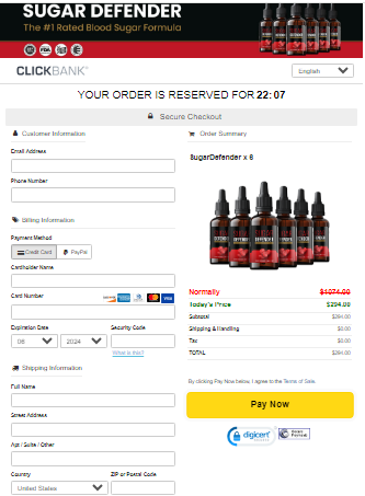 Sugar Defender Secured Checkout Form